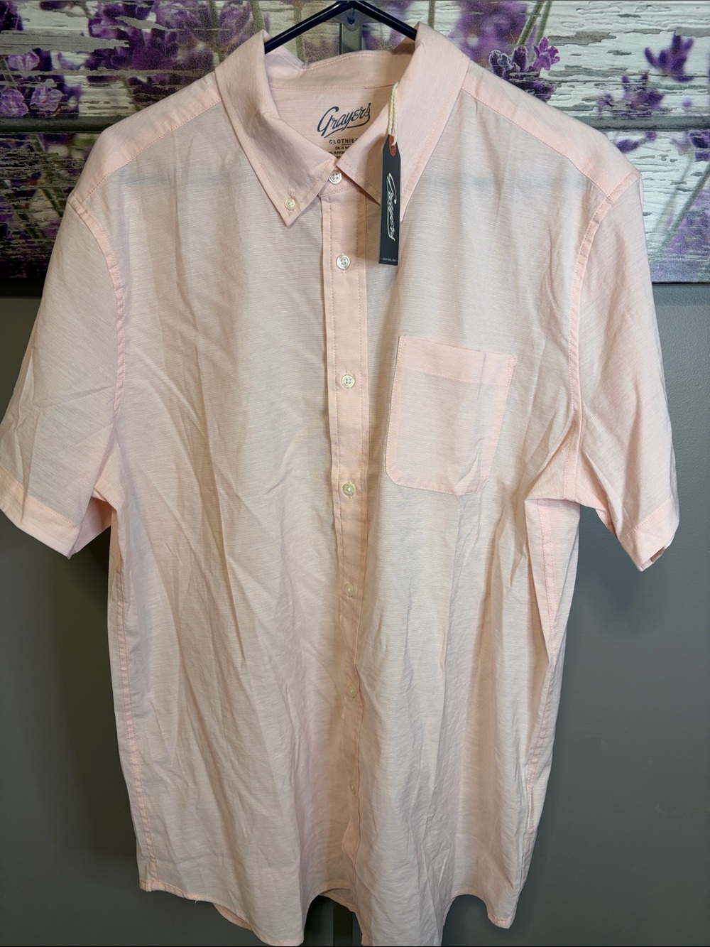 Grayers clothiers Dusty Pink Short-Sleeve Button-Down Shirt NWT Size L tall